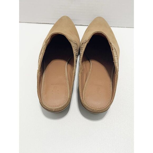 Frye Rowen Gore Suede Leather Mule Slip Stacked Heel‎ On 6.5 Beige - Picture 5 of 10